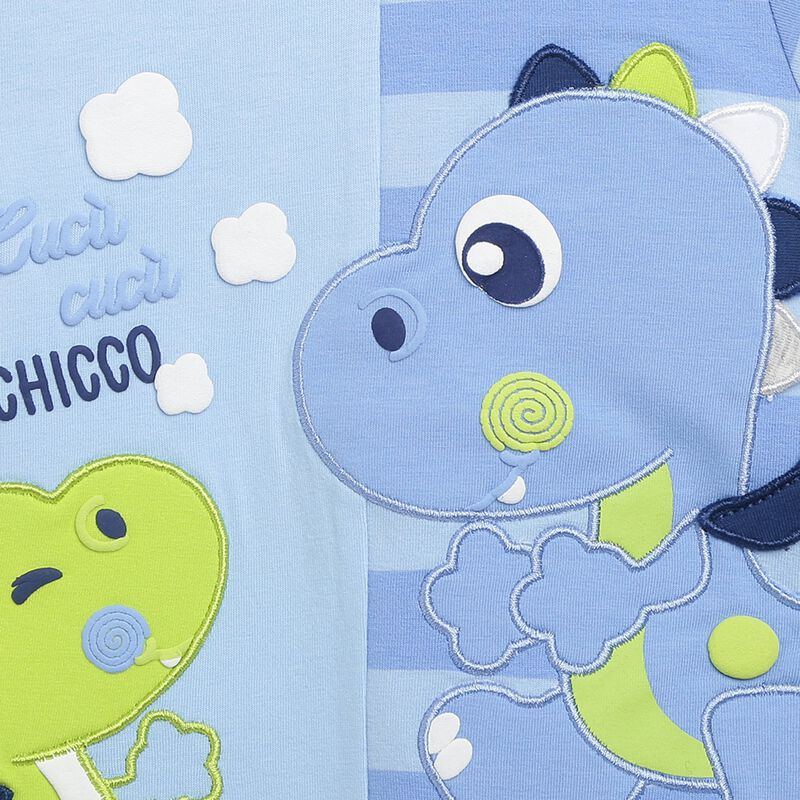 Boys Medium Light Blue Printed Short Sleeve Romper image number null